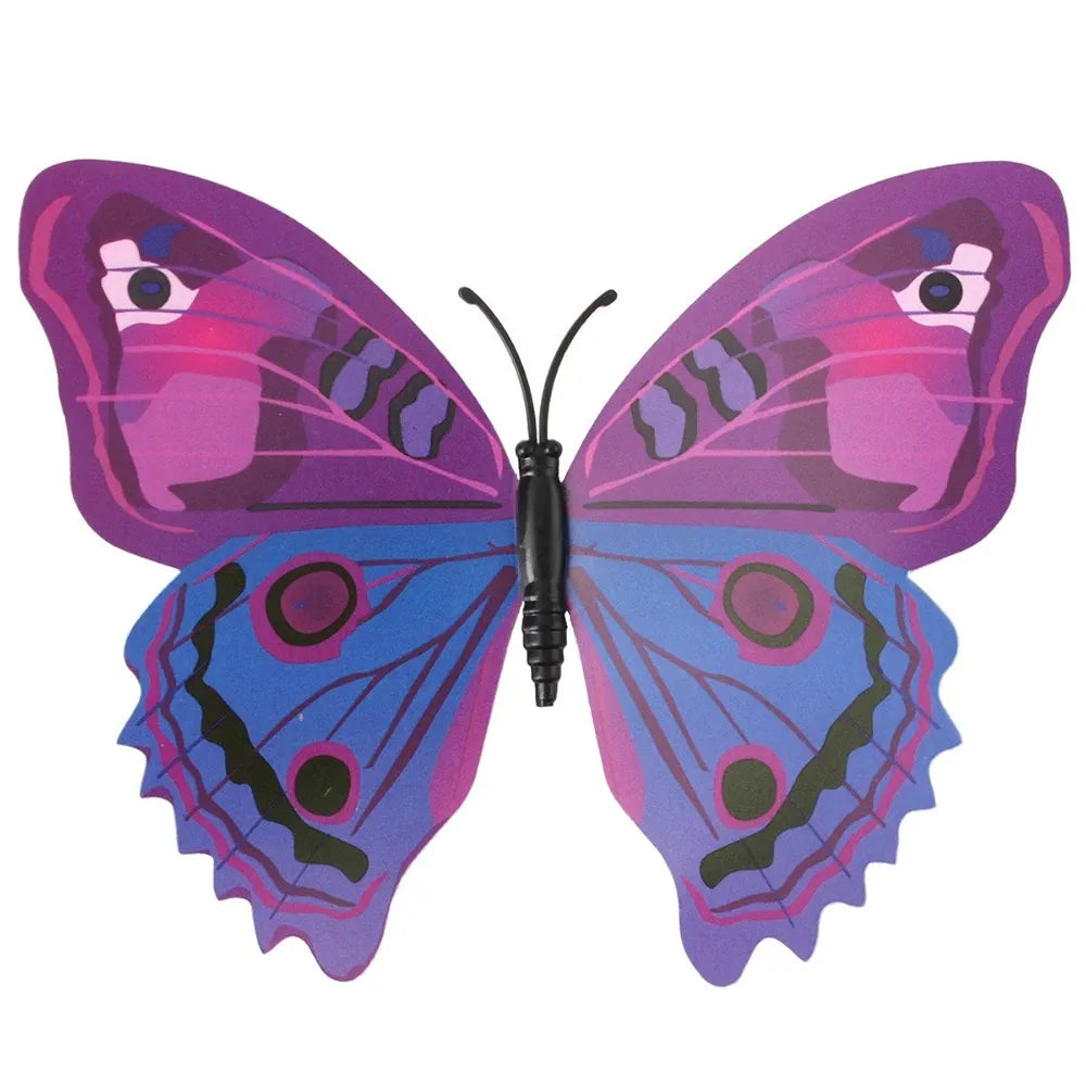 Xtore Plastic Reusable Wall 3D Butterfly Sticker with Sticking Pad Set of 12 Pieces Purple