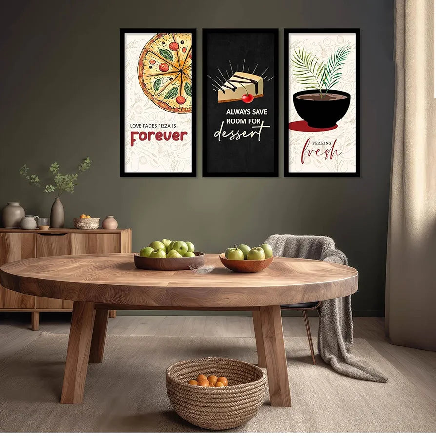 Kotart Kitchen Quotes Posters with Frame Forever Set of 3