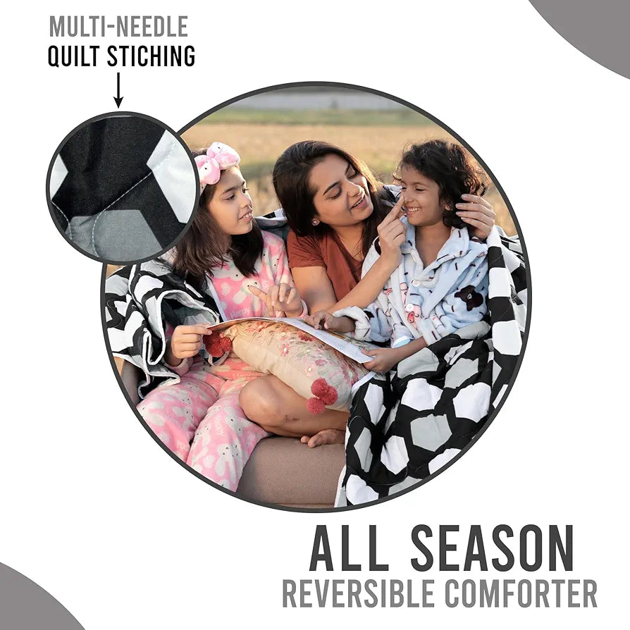 Divine Casa Microfiber 150 GSM Reversible Double Bed Comforter Ultra Soft & Lightweight Blanket Colour Silver Grey