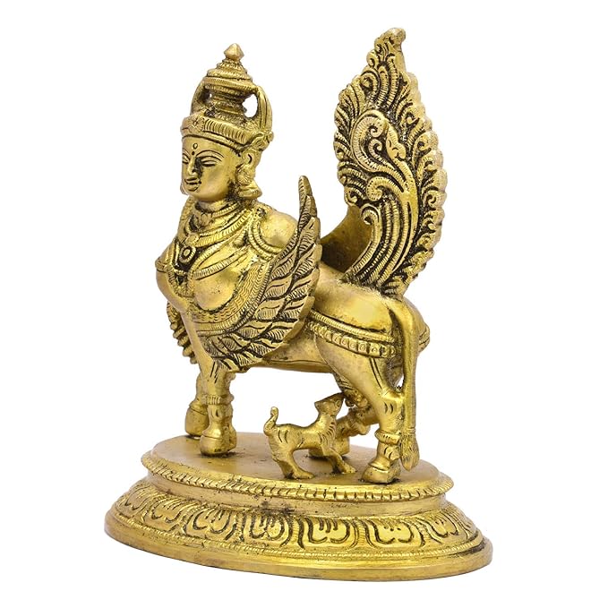 The Advitya Brass Holy Kamdhenu Standing Idol Cow Nandi Murti for Blessings at Home & Office Pooja and Show Piece for Home Decor