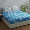 Huesland by Ahmedabad Cotton 144 TC Cotton Bedsheets for King Size Bed with 2 Pillow Covers | Blue & White