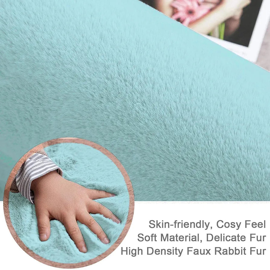 Luxe Home International Carpet Super Soft Anti Skid Rabbit Fur Bathroom Rectangular Mats Colour Turquoise