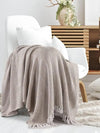 Sashaa World Striped Chevron Throw Blanket Colour Light Grey