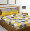 Huesland by Ahmedabad Cotton 144 Tc Cotton Double Bedsheet With 2 Pillow Covers | Yellow | Grey
