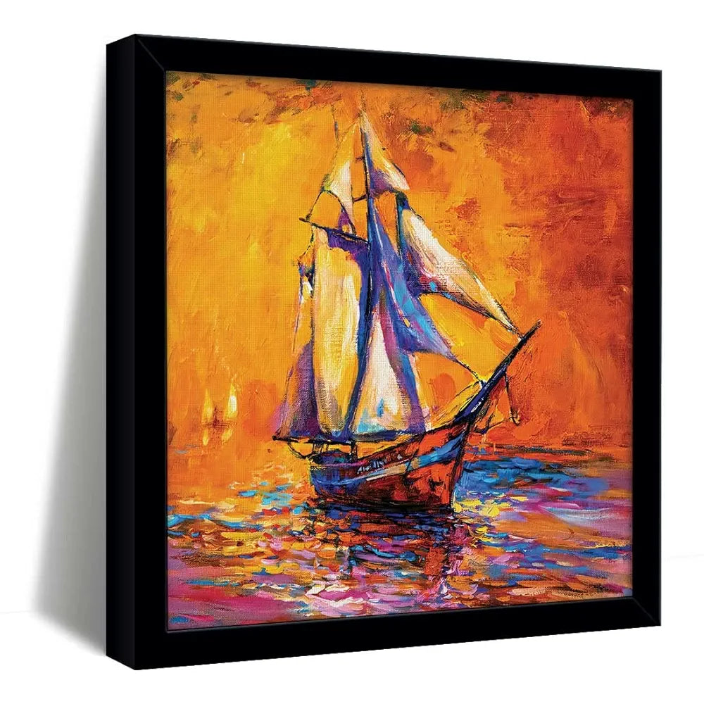 ArtX Colorfull Ship Oil Painting Big Canvas Painting