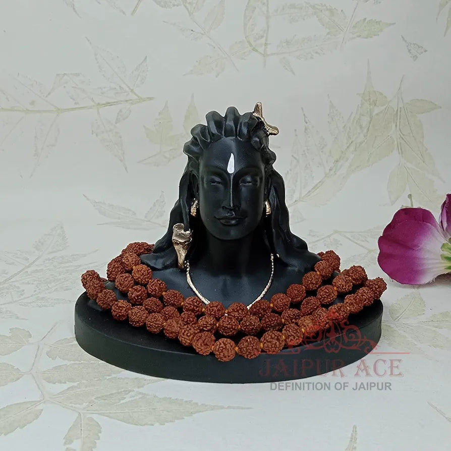 Jaipur Ace Adiyogi Shiva Statue for Car Dash Board Mahadev Murti Adiyogi With Mala