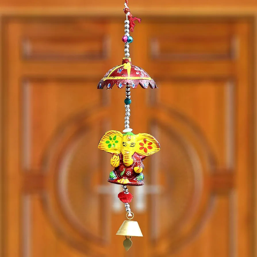 eCraftIndia Handcrafted Decorative Lord Ganesha Wall Hanging Bell STRGAN501