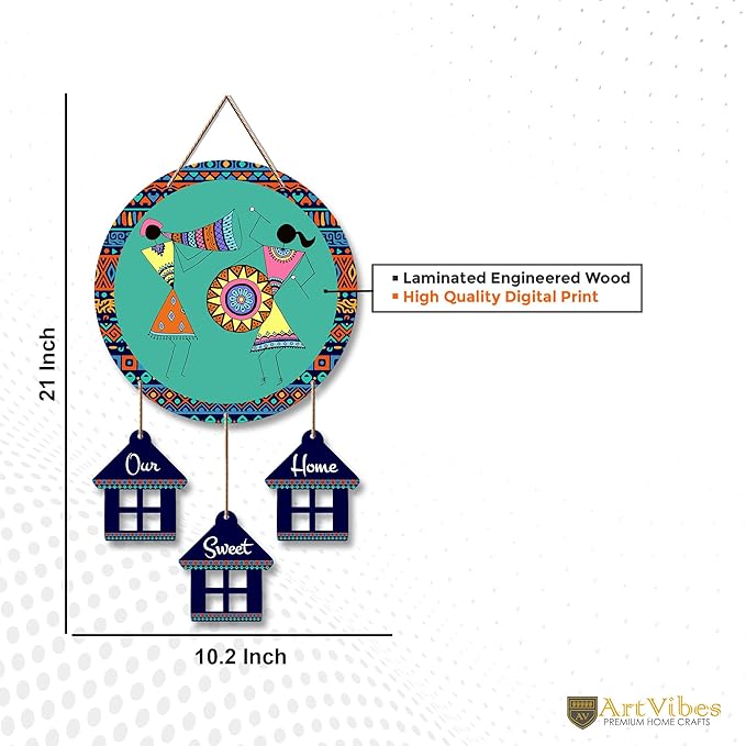 Artvibes Warli Dancing Art Wooden Wall Hanging Decorative Items for Home