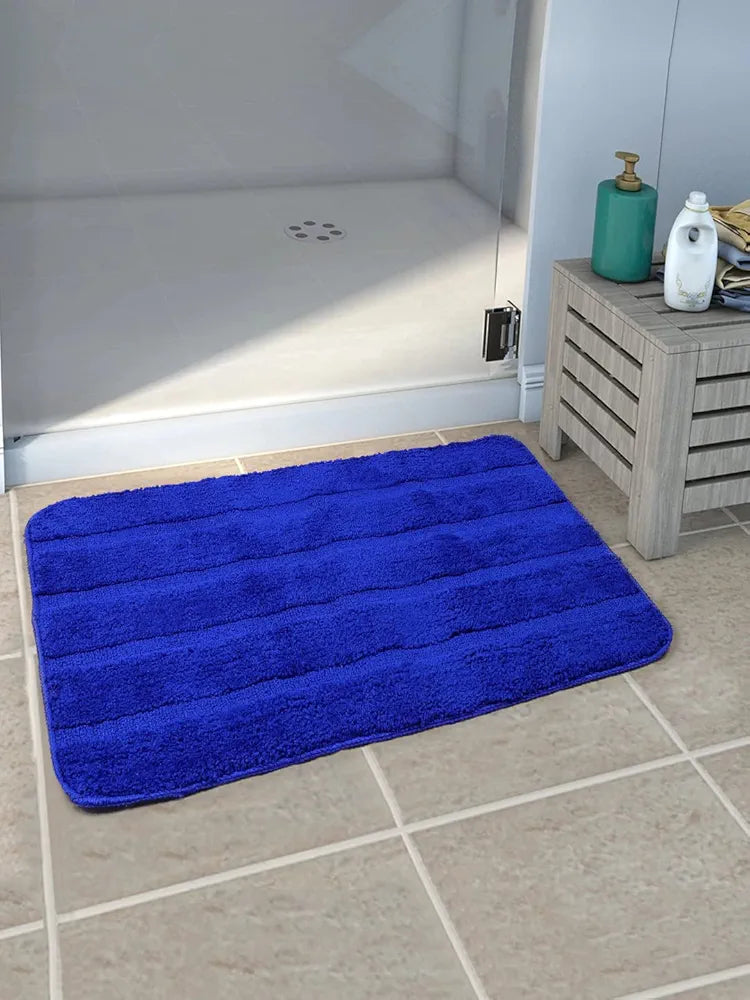 Saral Home Microfiber Soft Anti Slip Water Absorbent Door Mat Colour Blue (Pack Of 2)