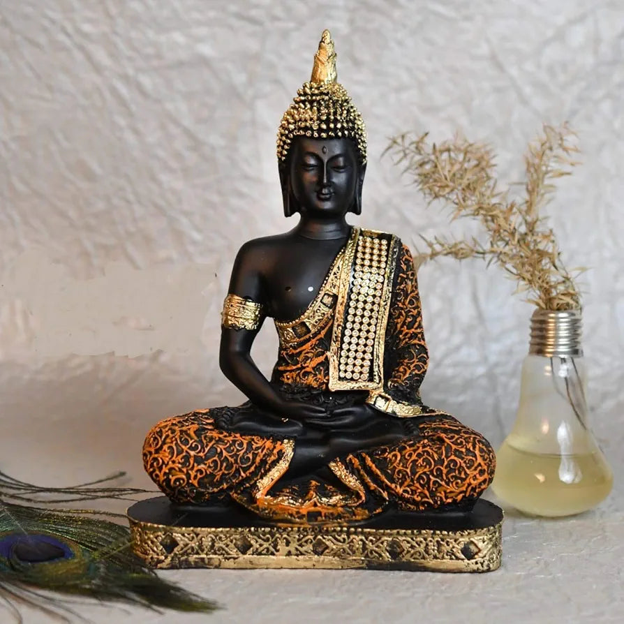 Jaipur Ace Buddha Sitting With Tea Light in Hand Polyresin Idol Buddha