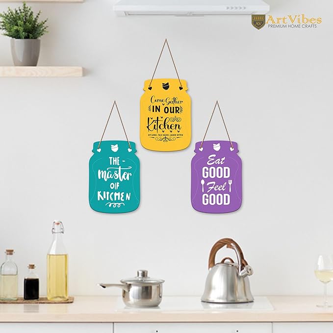 Artvibes Eat Good Feel Good Wall Hanger for Home Decor | Decoration Wooden Hanging Items | Quotes Decor Items