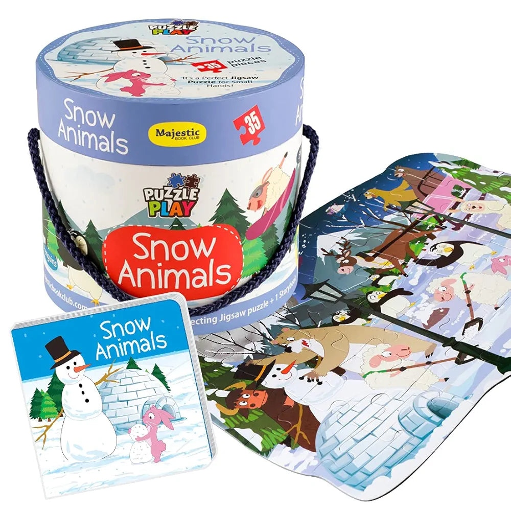 The Book Tree Snow Animals Puzzle Box for Kids I 35 Jigsaw Puzzle Pieces & 1 Storybook I Educational Toy for Children Age 3+ I for Children by Majestic Book Club