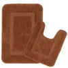 Saral Home Cotton Anti Slip Bathmat Set with Contour Colour Brown (Pack of 2)