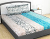 Divine Casa 100% Cotton 144 TC King Size Bedsheet with 2 Pillow Covers Colour Grey & Blue