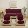 Cloth Fusion Italian Velvet Sofa Cover 5 Seater Set Perfect Floral Embossed Sofa Cover 3 Seater and 2 Seater Maroon