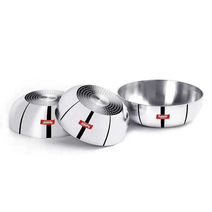 Sumeet 3mm Induction Bottom Aluminium Tasra Set of 3Pcs (1.8Ltr 2.3Ltr 2.8Ltr)