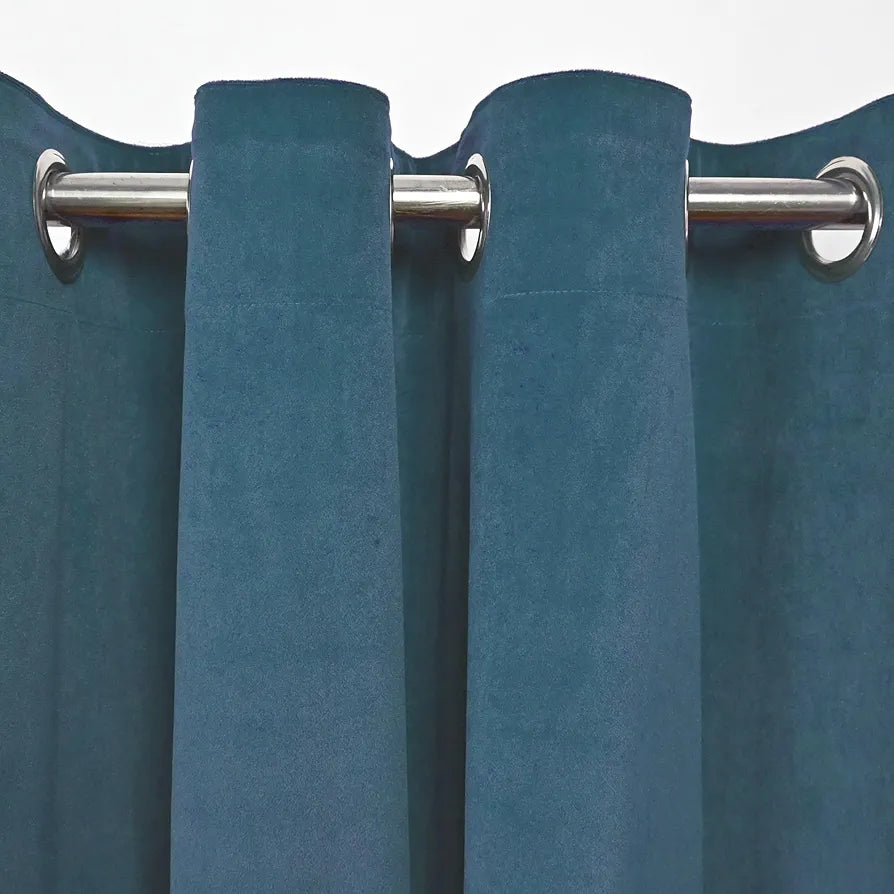 Divine Casa 5 Feet Premium Velvet Blackout Curtain Luxurious Thermal Insulated Noise Reducing & Room Darkening Single Panel Colour Turquoise (Pack of 1)