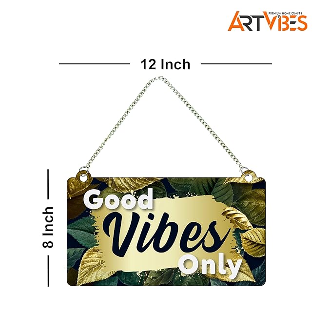 Artvibes Good Vibes Only Wooden Wall Hanging for Home Decor | Motivatonal Quote | Artworks Wall Hanging