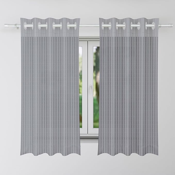 Kuber Industries Window Curtain Sheer Parda for Living Room Lining Net Colour Gray
