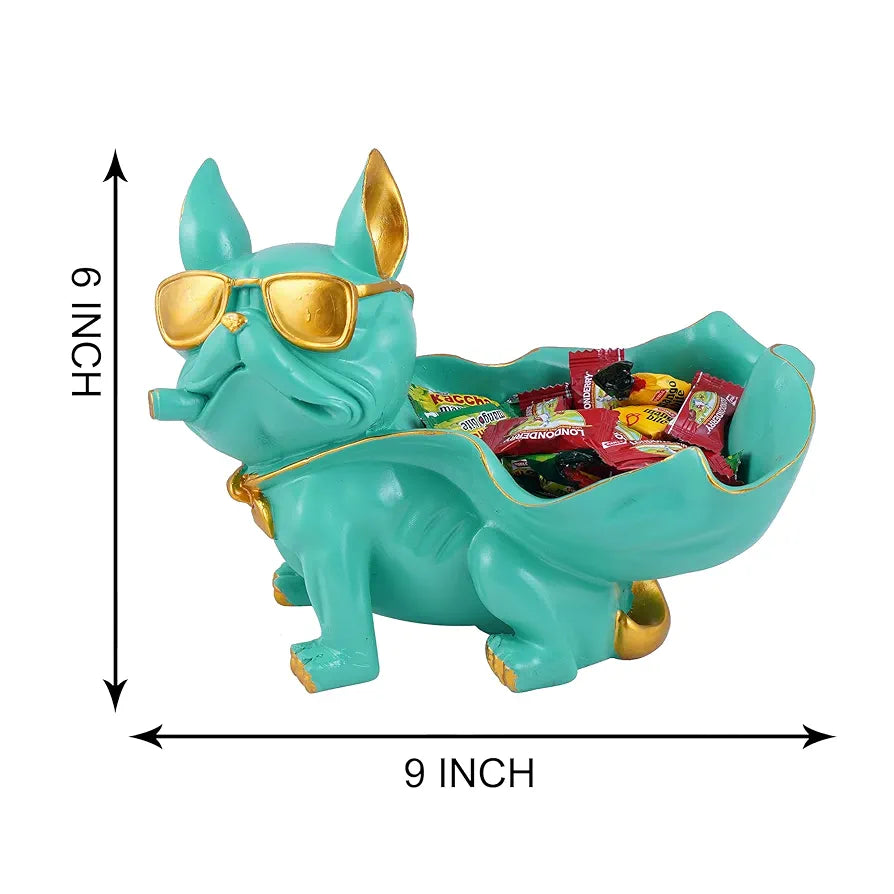 Zart Cool Dog Showpiece for Home Shelves Decor Item Dog Aquamarine Green Bask