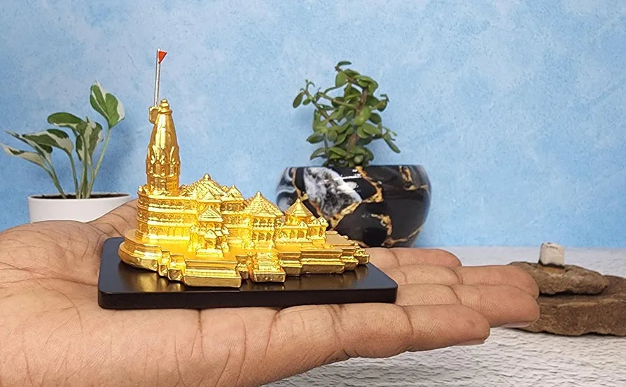 Gold Art India Ram Mandir Ayodhya Gold Plated Matte 24 Karat - Minature Small