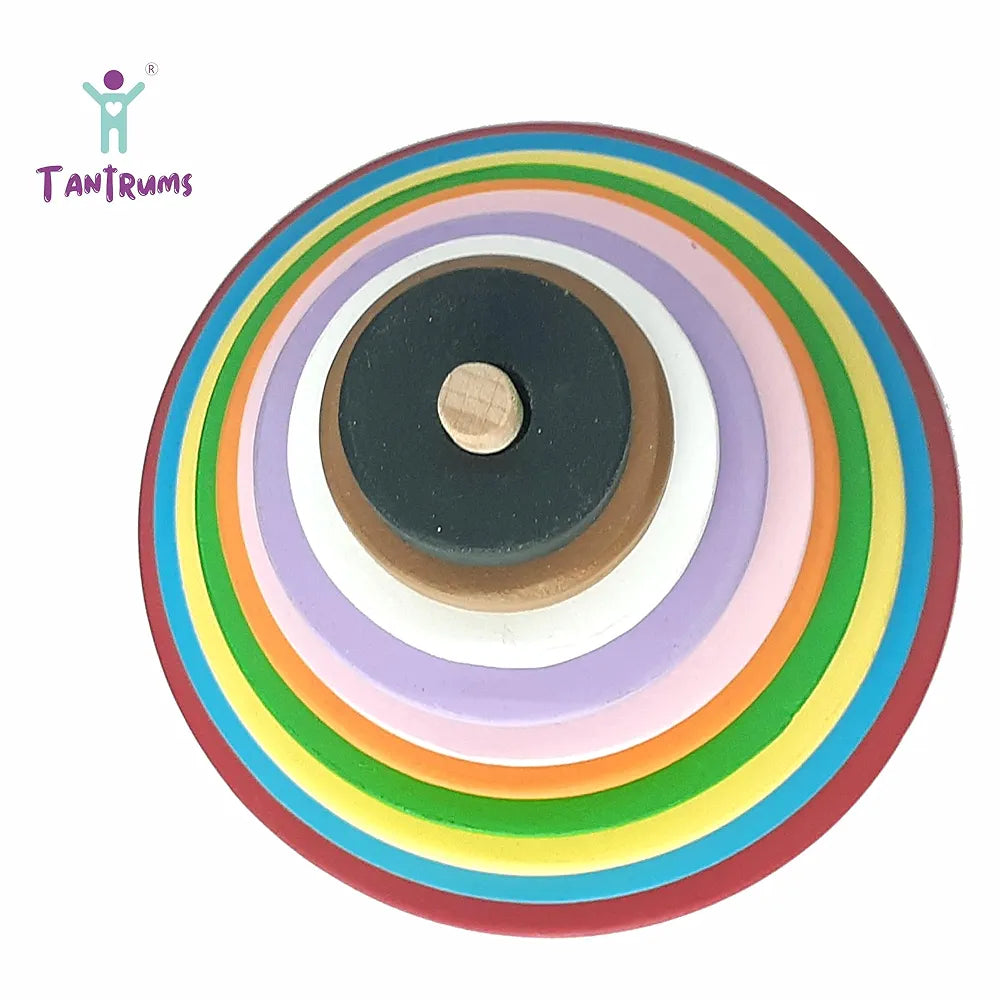 Tantrums Preschool Wooden Building Blocks Graded Tower Puzzle for Kids to Develop Eye Coordination | Fun Learning Toy | Puzzle for Concentration I Multicolour Single Circle - Tower,1 Piece