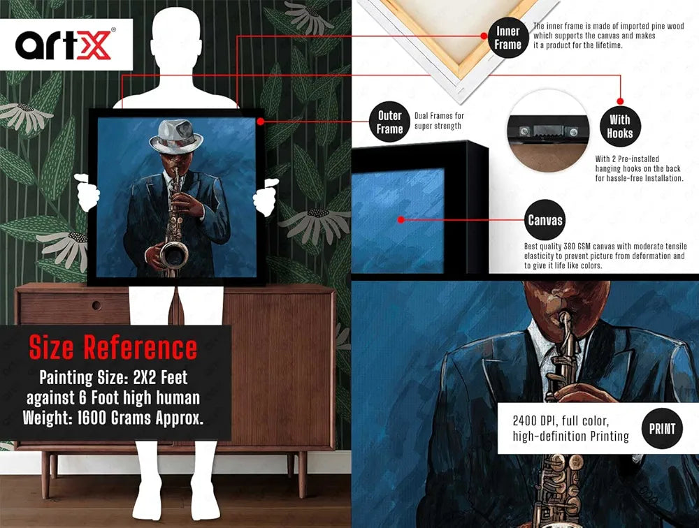 ArtX Musical instrument Man Play Saxophone Big Canvas Painting