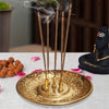 Pure Source India Handcrafted Brass Incense Holder 5 Stick Burner Antique gold