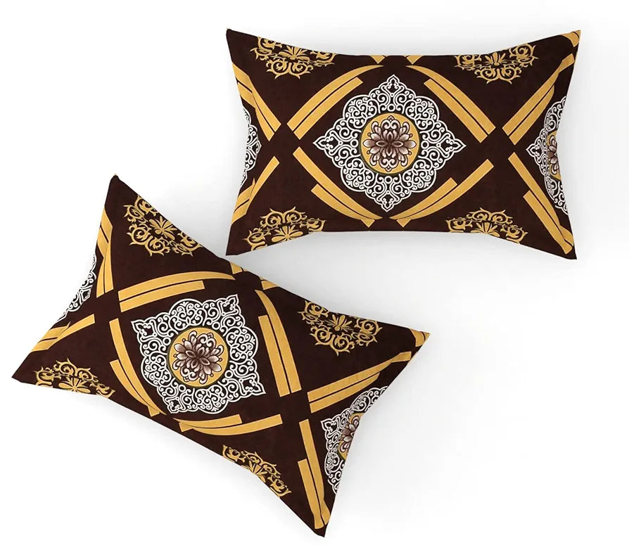 Fresh From Loom Wrinkle Free Hypo-Allergenic Microfiber King Bedsheet For Double Bed Floral Design Bed Spread With 2 Pillow Covers 144 TC Dark Brown