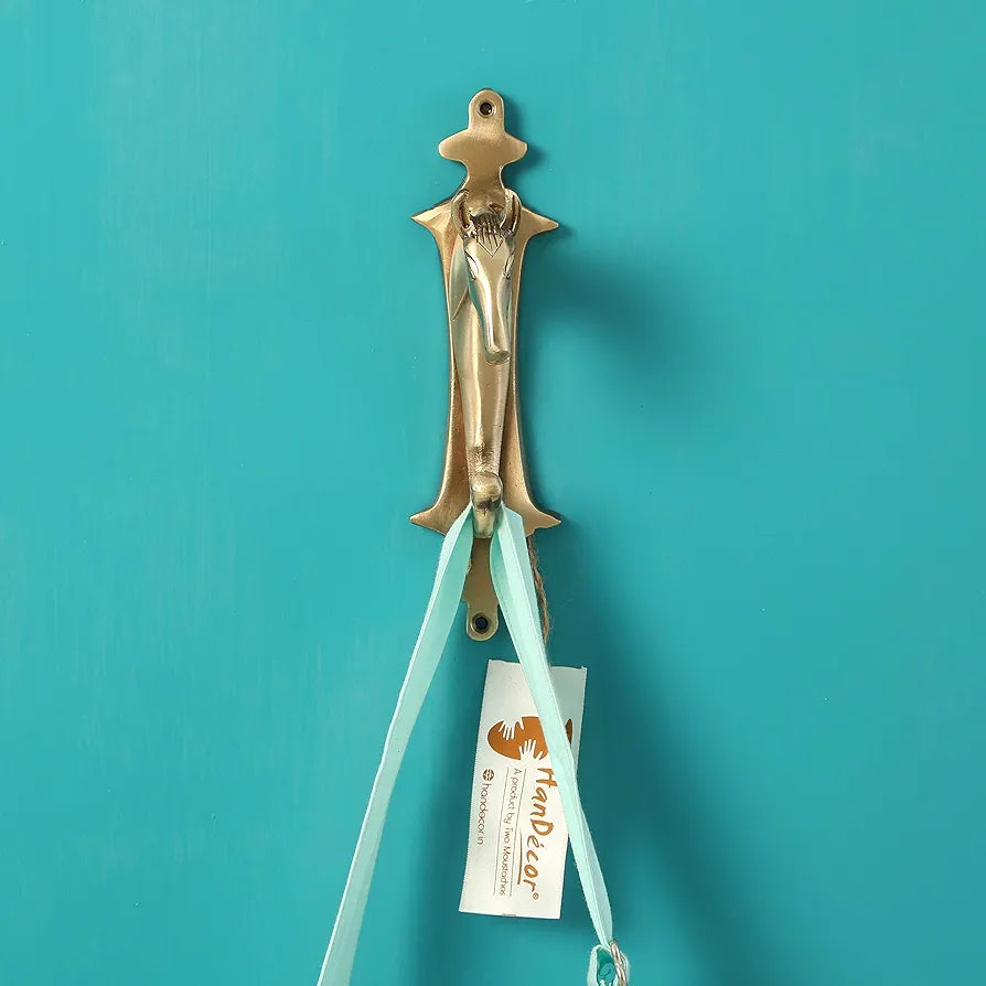 Two Moustaches Horse Head Design Brass Key Holder Antique Brown