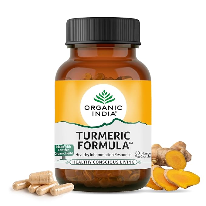 Organic India Turmeric Formula Bottle | Strong Anti-inflammatory | Enhances Skin, Bone, and Joint Health - 60 Capsules