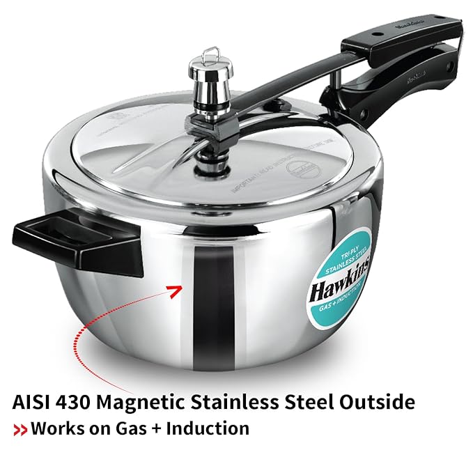 Hawkins 1.5 Litre Triply Stainless Steel Pressure Cooker Inner Lid Induction