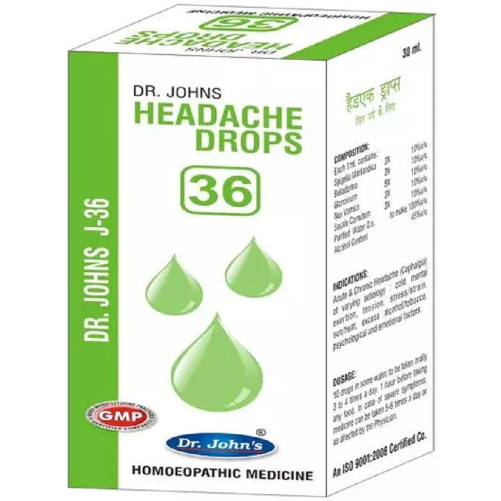 Dr Johns J 36 Headache Drops - 30 ml