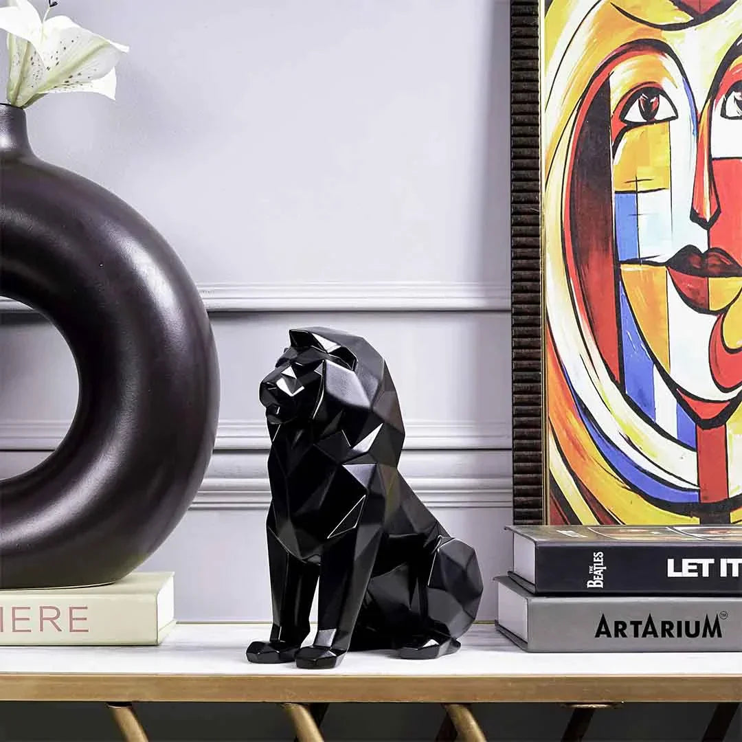 Artarium Stylized Geometric Sitting Lion Figurine Idol