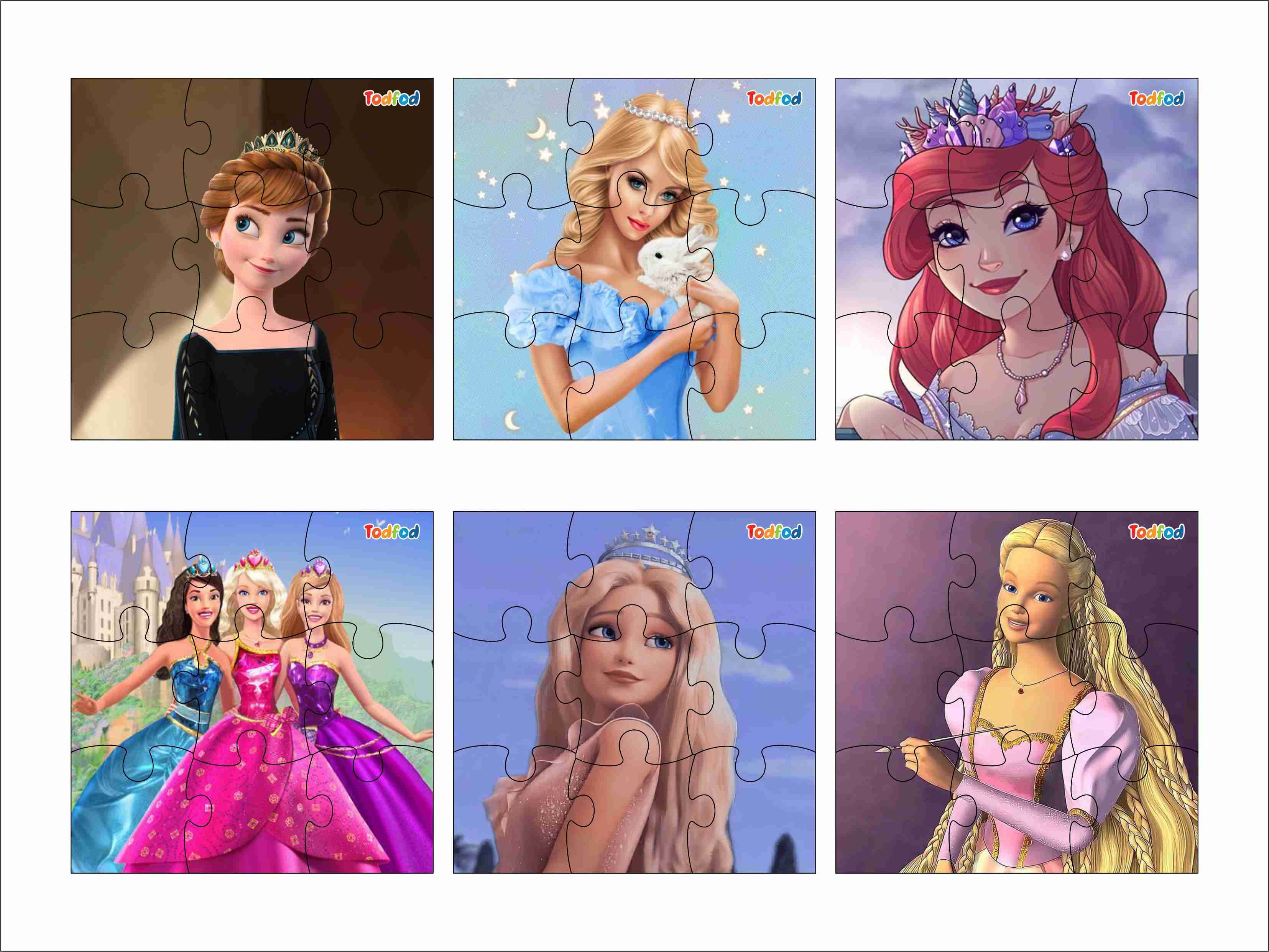 Wooden Jigsaw Puzzles - Disney Barbie Girls Anime Cartoon Characters