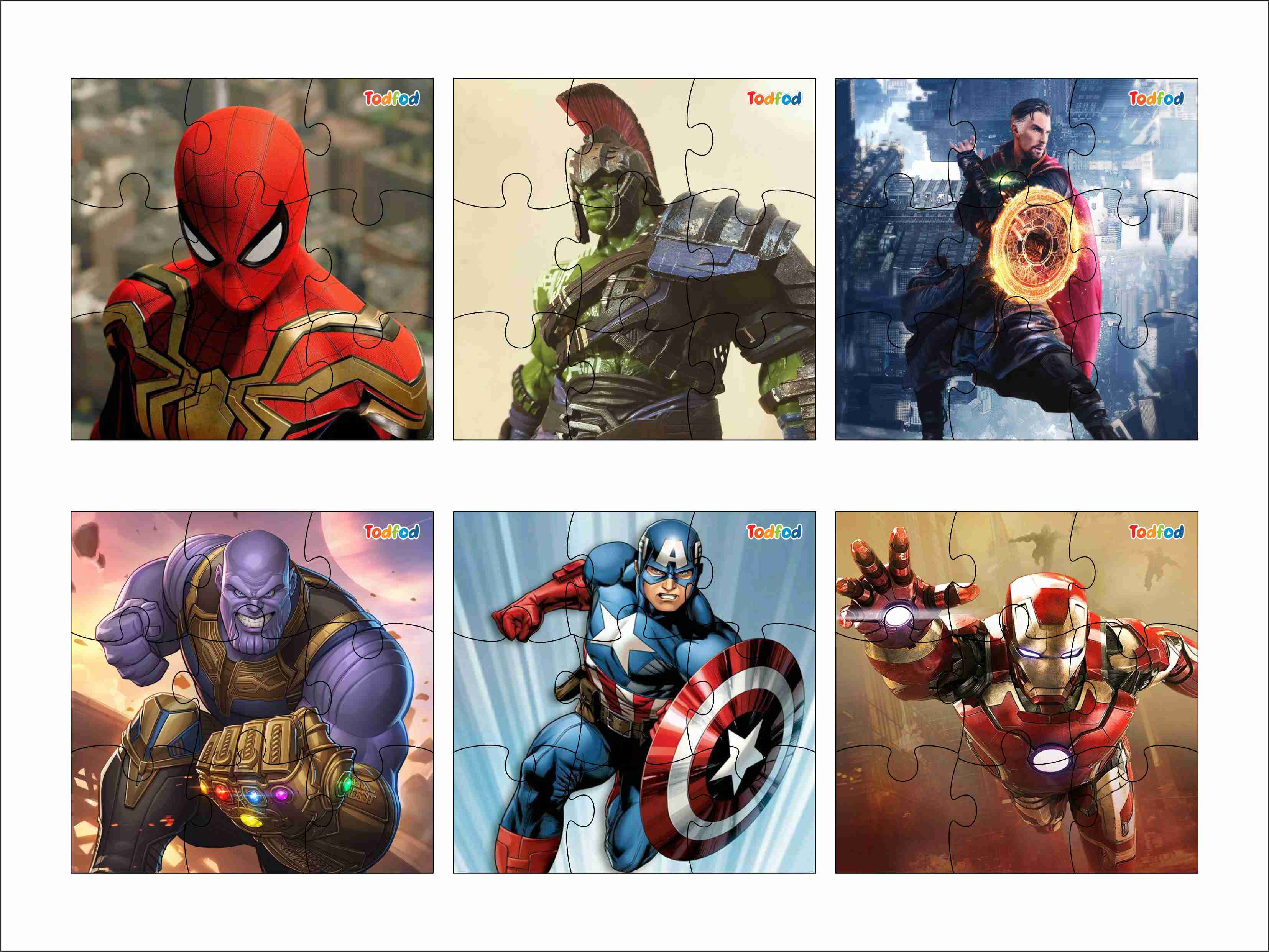 Wooden Jigsaw Puzzles - Marvel Avengers Anime Cartoon Characters for Kids (54 Pieces)