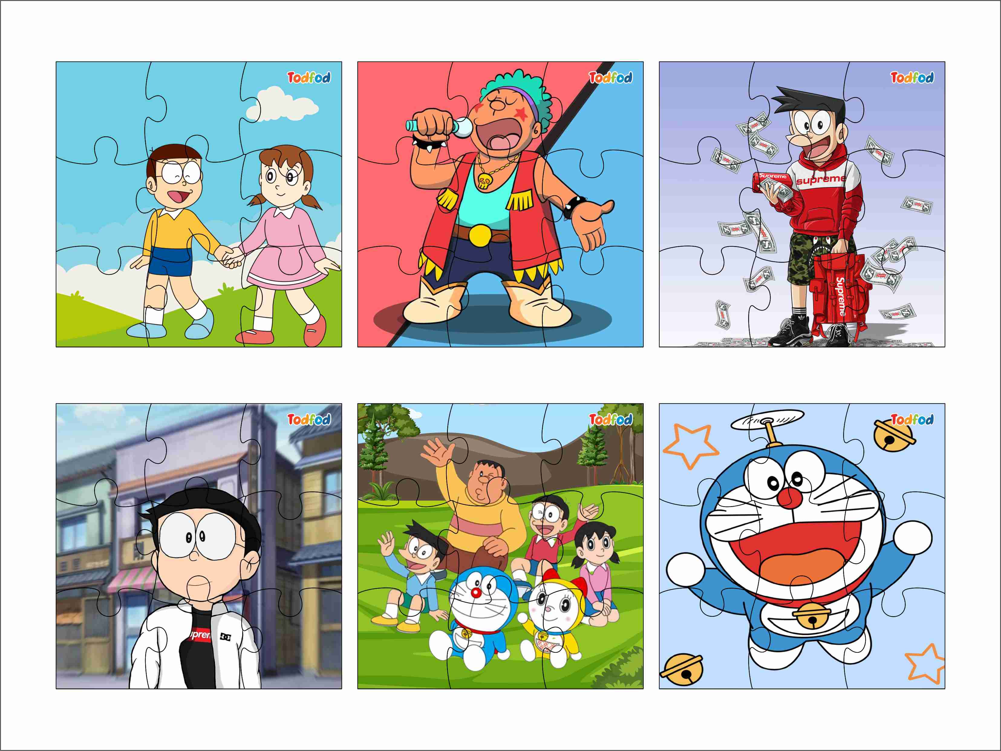 Wooden Jigsaw Puzzles - Doraemon & Friends Anime Cartoon Characters