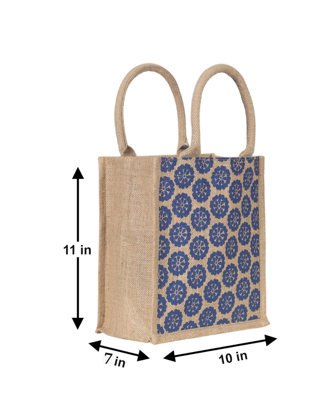 Jute Cottage Pocket Zipper Lunch Bag 100% Genuine Jute