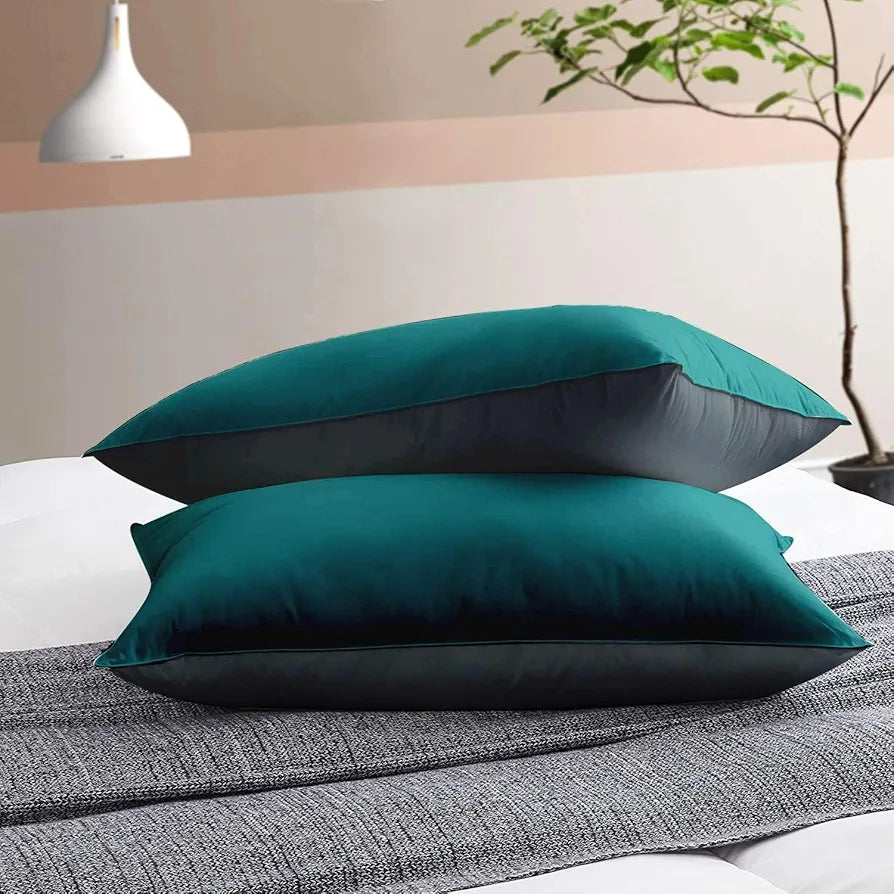 Cloth Fusion Premium Microfiber Soft Pillow Set of 2 King Size Teal & Grey