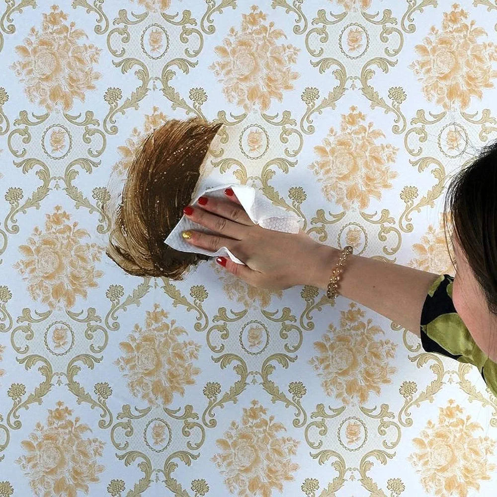 Jaamso Royals Golden Damask Hall Wallpaper for Walls 200CM X 45CM