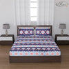 Status Contract Spring Cotton Rich Double Bedsheet with 2 Pillow Covers Colour Blue