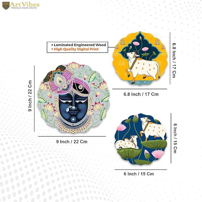 Artvibes Pichwai Designer Wooden Wall Hanging Decor | Door Hanging Painting Art Item