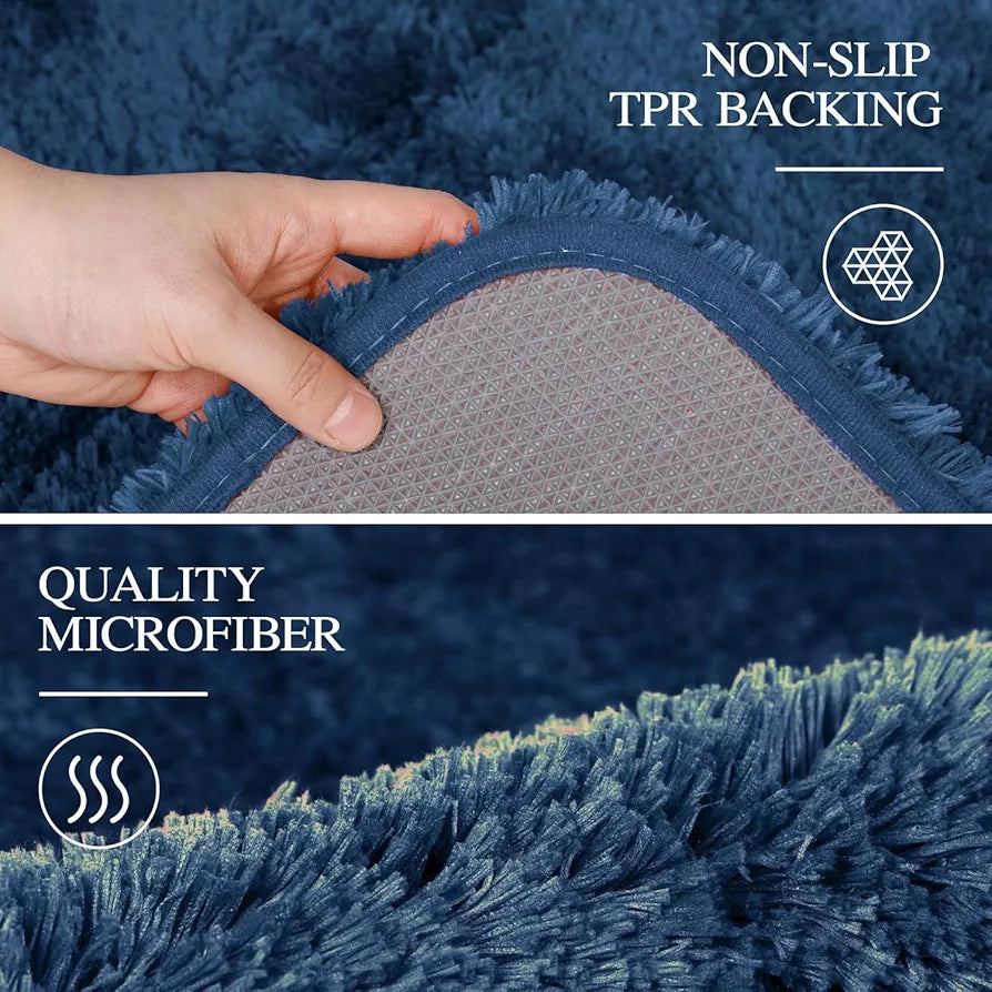 Ishro Home Premium Fuzzy Shag Carpet for Hall Rugs for Living Room, Carpets for Living Room Colour Blue