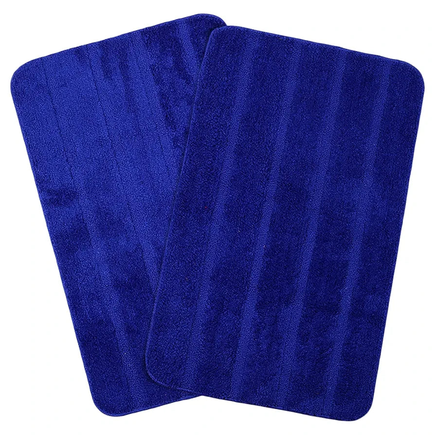 Saral Home Microfiber Soft Anti Slip Water Absorbent Door Mat Colour Blue (Pack Of 2)