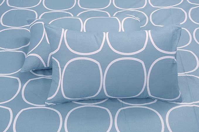 Huesland by Ahmedabad Cotton 144 TC King Size Bedsheet Cotton With 2 Pillow Covers | Blue
