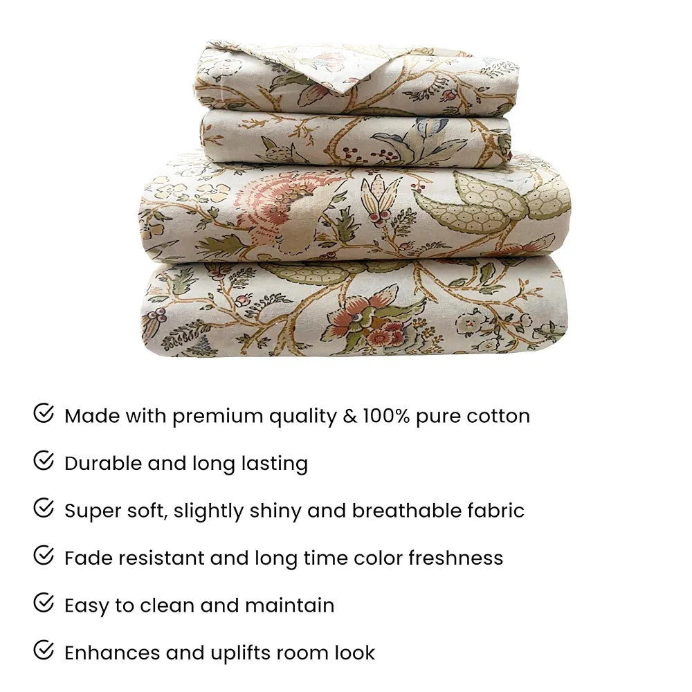 Sajavat Home 100% Pure Cotton King Size Printed Bedsheet Set with 2 Pillow Covers Colour Mustard Yellow