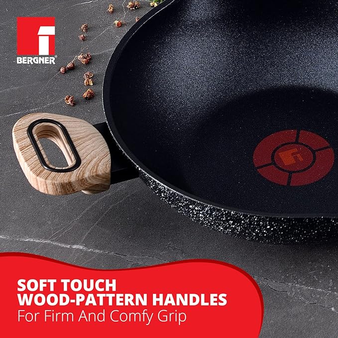 Bergner Ultimate Non-stick Kadai With Glass Lid | 24 Cm | 2 Litres