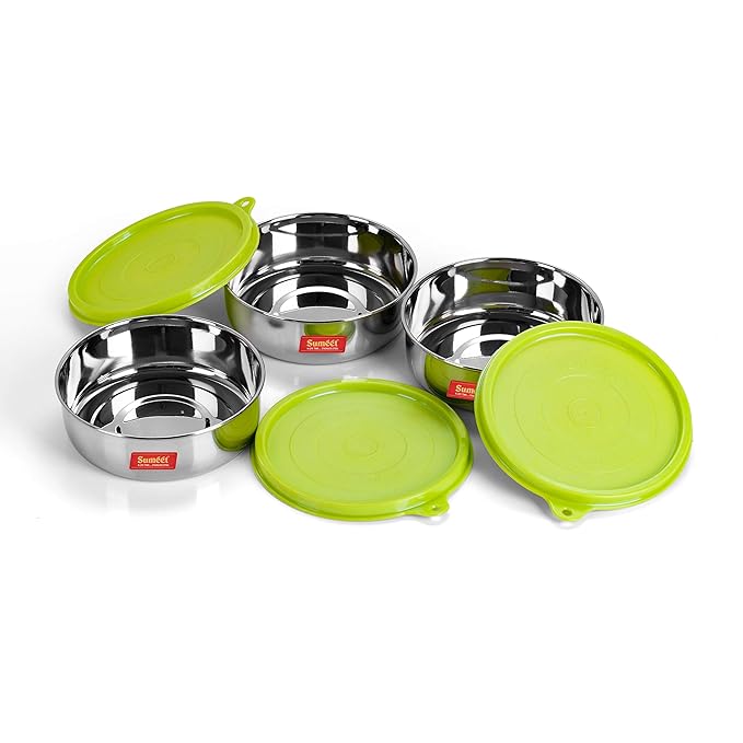 Sumeet Stainless Steel Airtight & Leak Proof Food Storage Containers Set of 3  Pieces