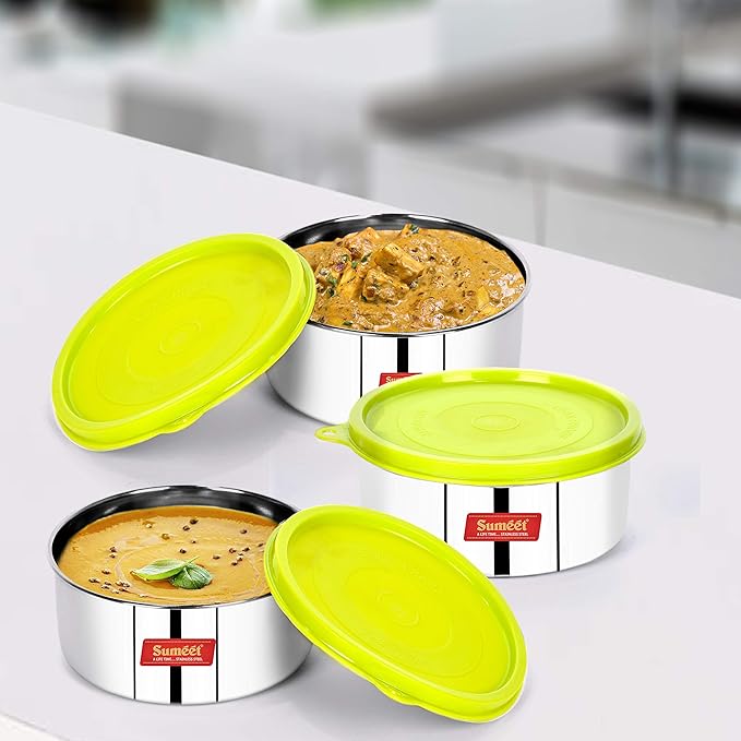 Sumeet Stainless Steel Storage Containers Set- 375 Ml 3 Pieces Silver