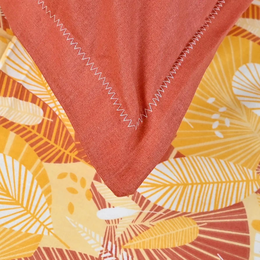 Divine Casa 144 TC Pure Cotton Single Size Bedsheet with 1 Pillow Cover Floral Paisley Colour Mustard Orange